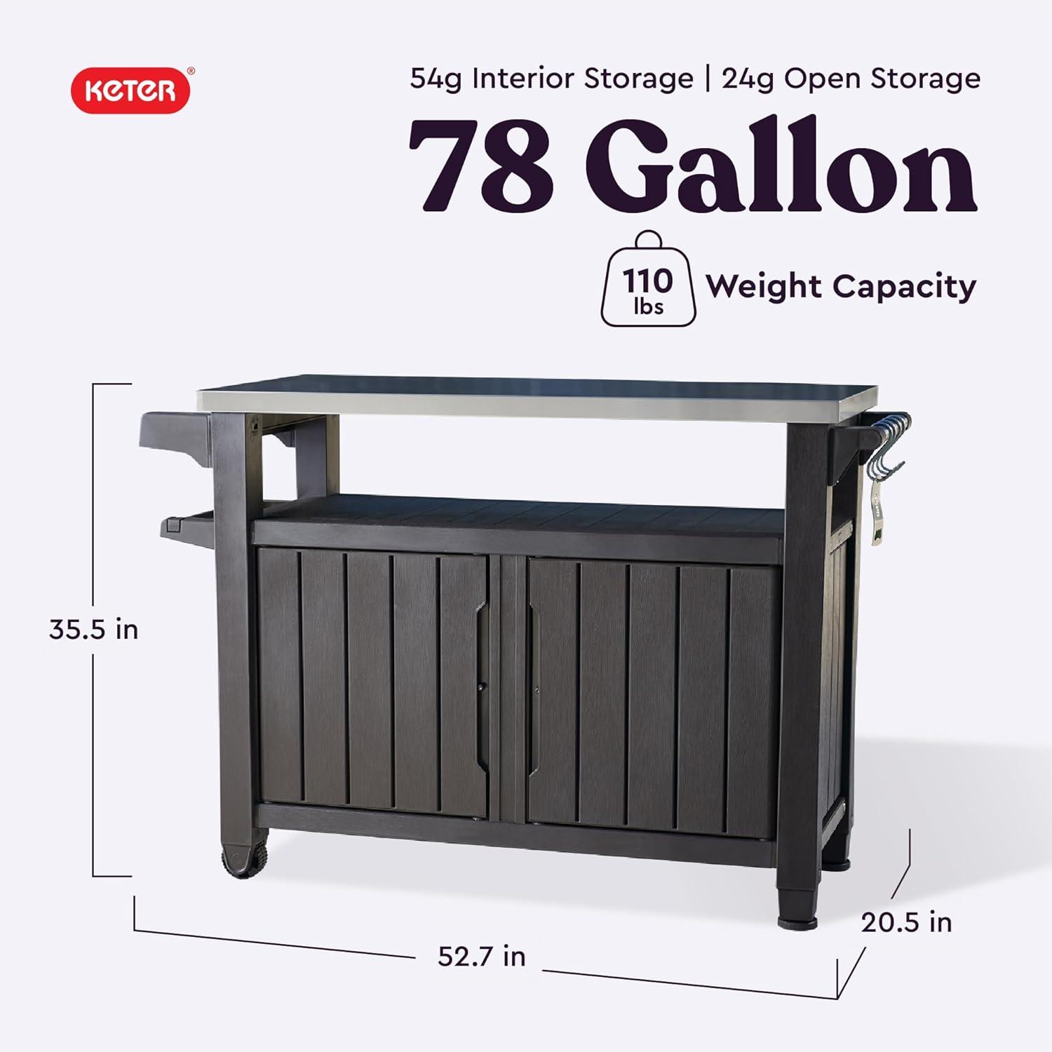 Outdoor Rolling Table Cart for - огляд і ціна Food Storage With Wheels