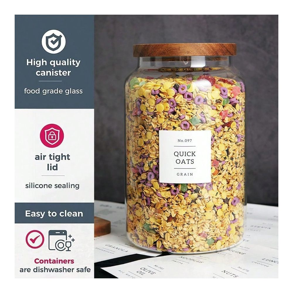 Of 2 Large Glass Flour And Sug - огляд і ціна Food Storage In Pantry